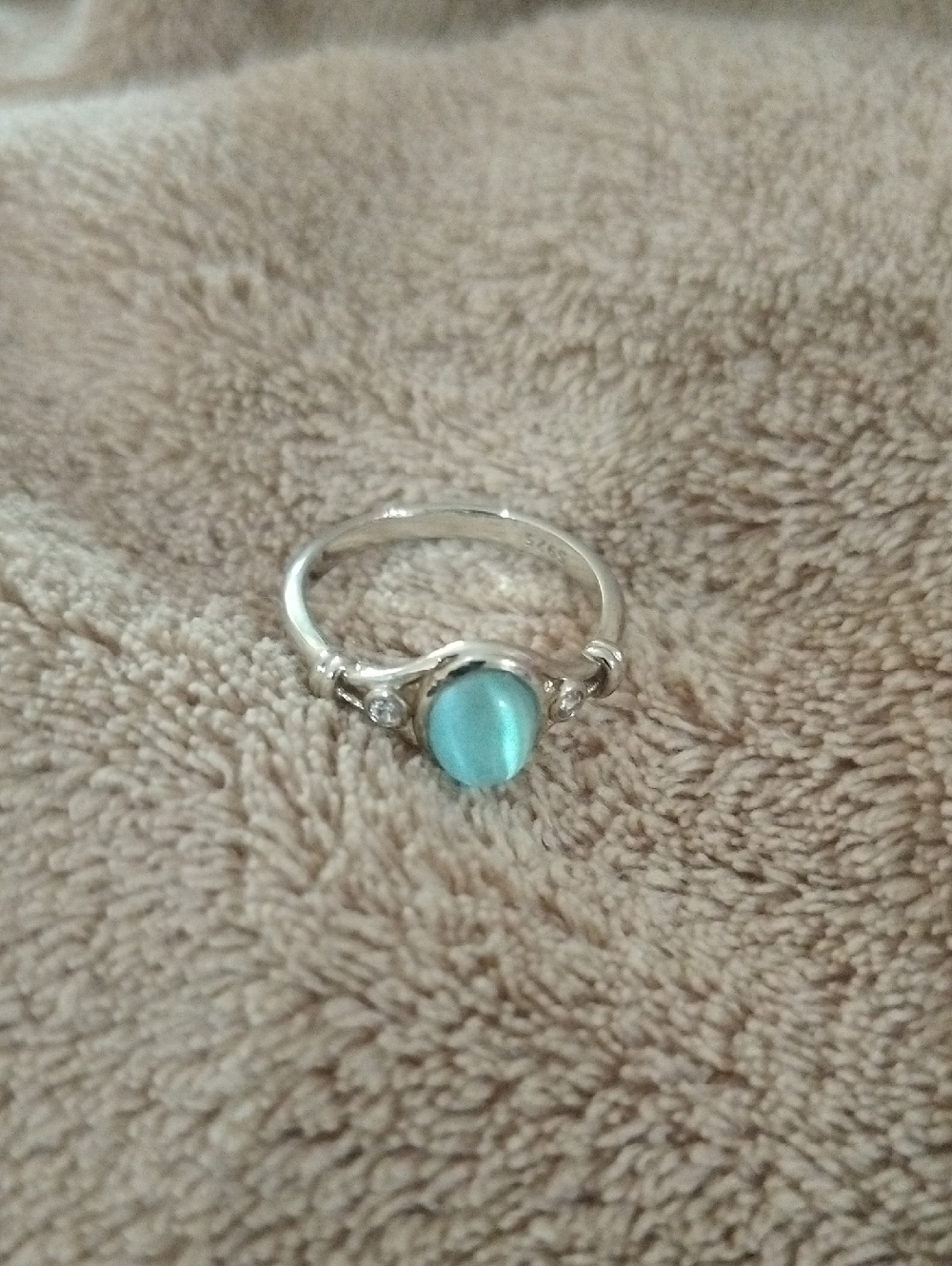 Sterling Silver Aquamarine Cabochon Ring Size 8.5
